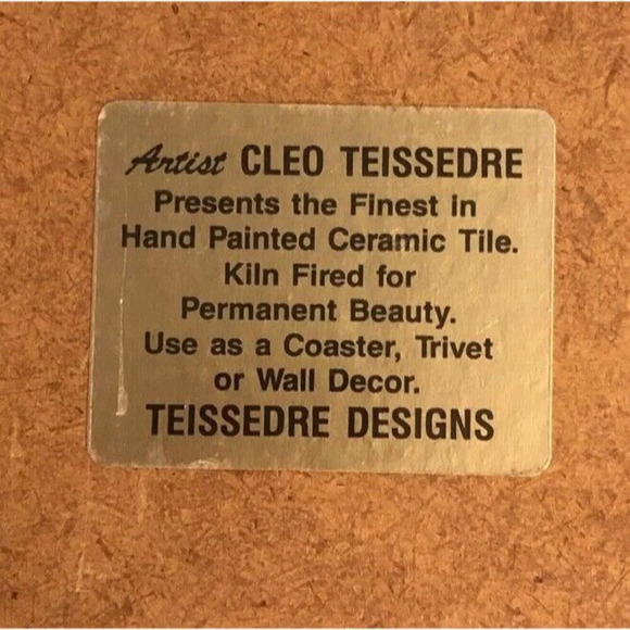 Vtg CLEO TEISSEDRE Designs Bald Eagle Hand Painted Ceramic Tile Trivet C… - Picture 5 of 5